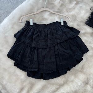 LoveShackFancy Black Tiered Mini Skirt
